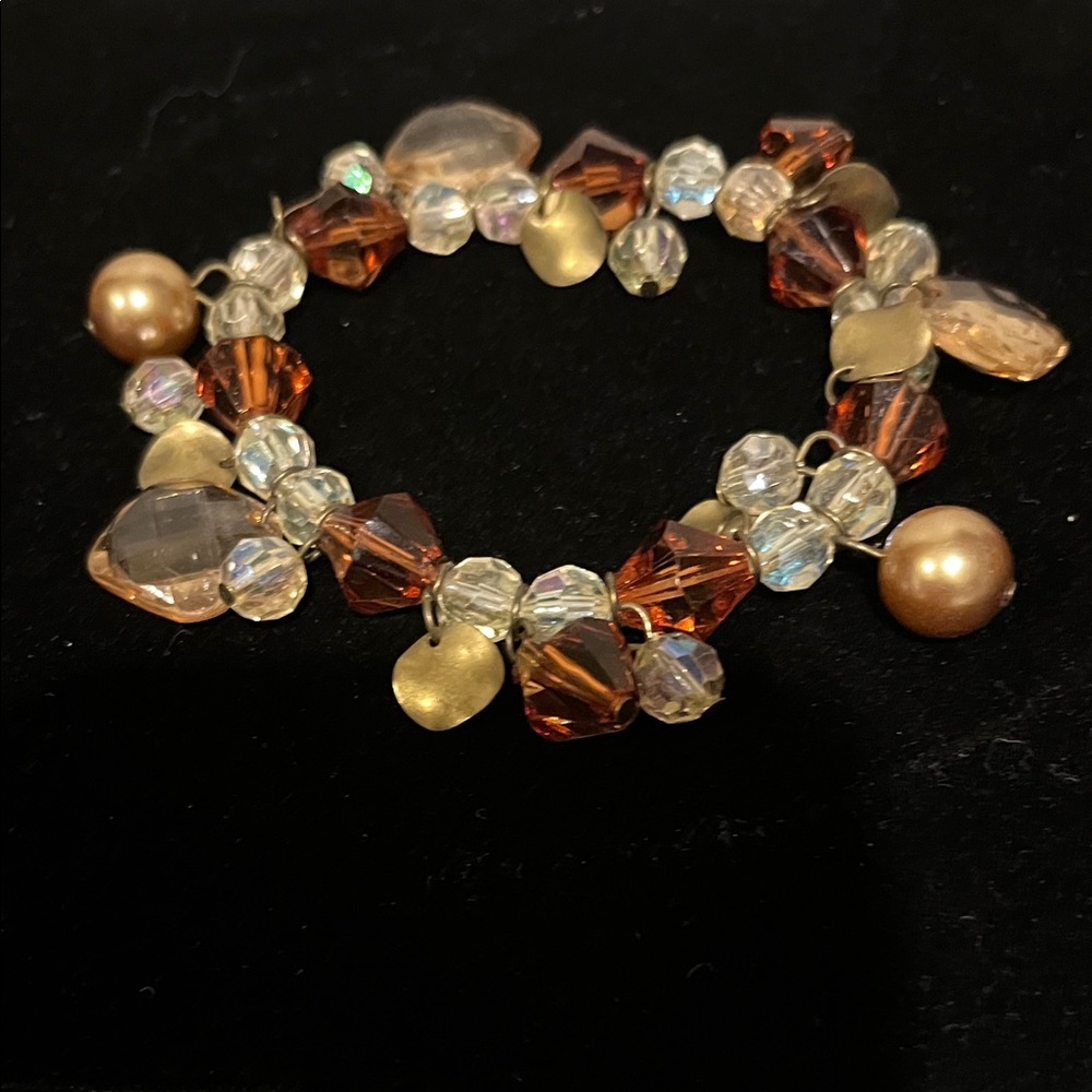 Elegant Beaded Bracelet - Brown and Gold